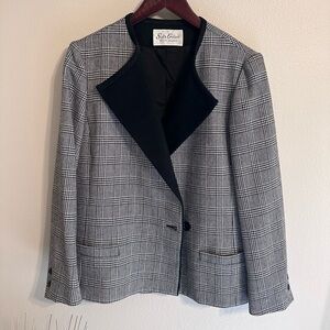 Vintage Saks Fifth Avenue Women's Gray Plaid Jacket 14